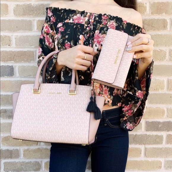 BUNDLE Michael kors Satchel + Wallet Pink MK - Picture 2 of 3